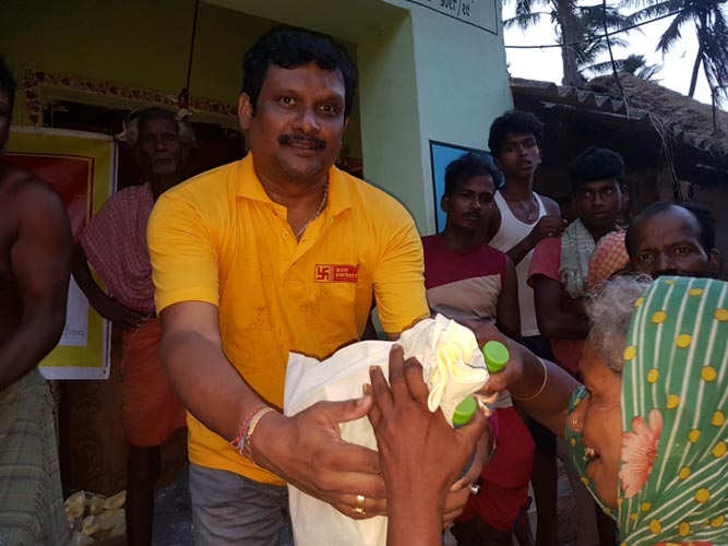 Distribution of needful materials with miniral water in the FANI affected area